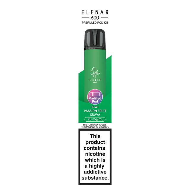 Elfbar 600 Kiwi Passion Fruit Guava Prefilled Pod Kit 20mg/ml | Sainsbury's