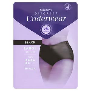 Sainsbury's Discreet Underwear Black Large x10