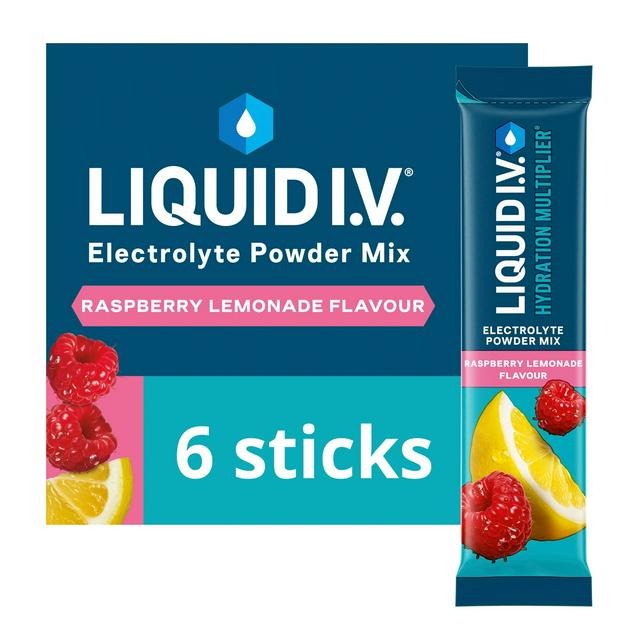 Liquid IV Liquid I.V. Raspberry Lemonade Hydration Multiplier Electrolyte Powder Mix, 6 Sachets