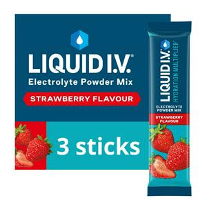 Liquid IV 3 x Strawberry Hydration Multiplier Electrolyte Powder Mix Food Supplement Sachets