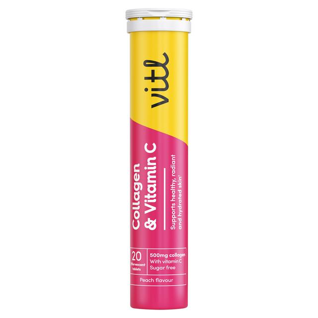 Vitl Collagen & Vitamin C 20 Peach Flavour Effervescent Tablets 20 x 4g