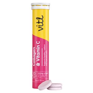 Vitl x20 Collagen & Vitamin C Effervescent Peach Flavour Tablets - gallery image 2