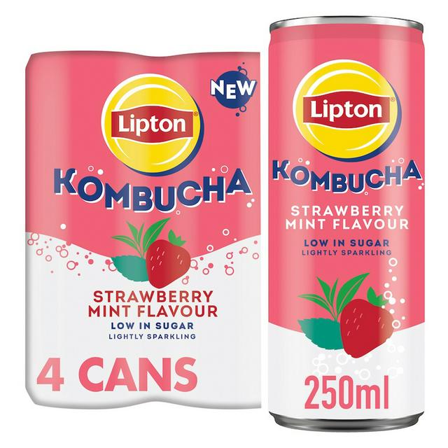 Liptopn Lipton Kombucha Strawberry Mint Flavour Cans 4 x 250ml