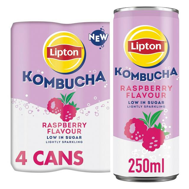 Liptopn Lipton Kombucha Raspberry Flavour Cans 4 x 250ml