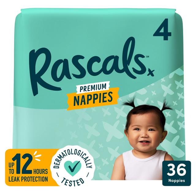 Rascals Premium Nappies Size 4 x36 | Sainsbury's