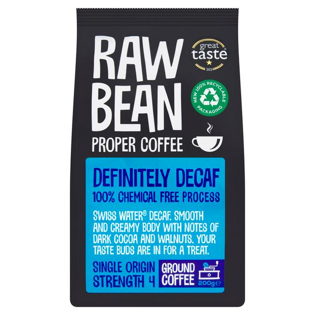 Raw Bean Proper Coffee Definitely Decaf Ground Coffee 200g