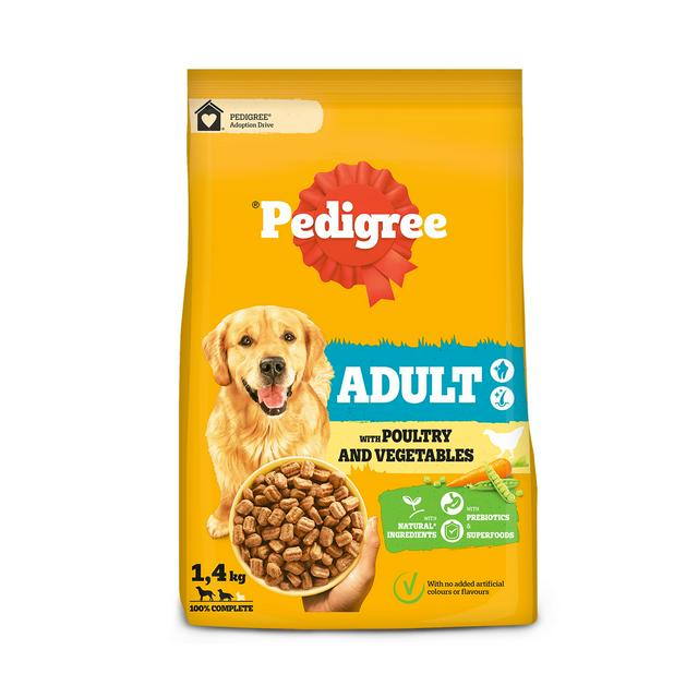 Pedigree Complete Adult Dry Dog Food Poultry & Vegetables 1.4kg - gallery image 1