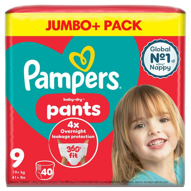 Pampers Baby Dry Nappy Pants Size 9, 19kg+ x40 - gallery image 1