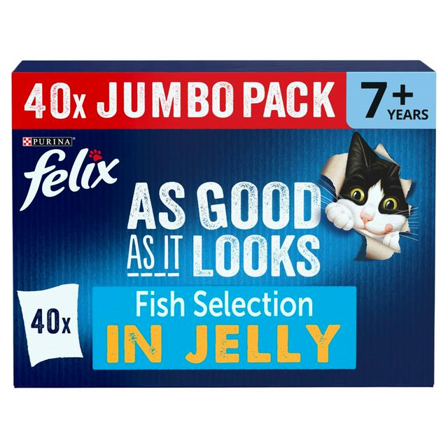 Felix As Good As it Looks Senior 7+ Fish Selection in Jelly Cat Food 40 x 85g - gallery image 1