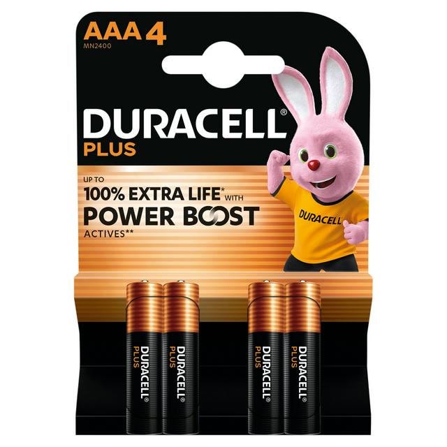 Duracell Pack of 4 Powerboost Plus AAA Batteries - gallery image 1
