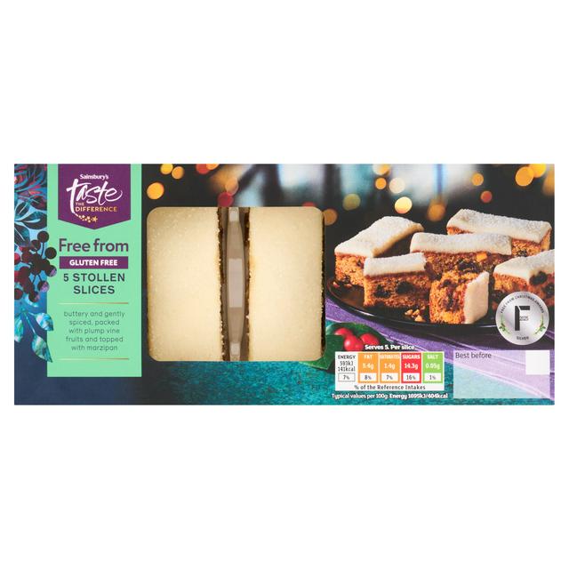 Sainsbury's Free From 5 x 140g Stollen Slices Multipack Cakes, Taste the Difference - gallery image 1