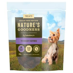 Sainsbury's 80g Nature's Goodness Hypoallergenic Turkey Bites Dog Treats