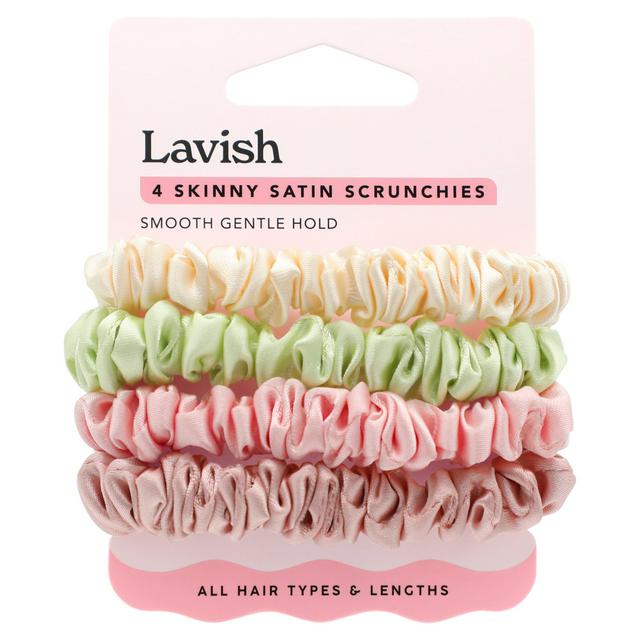 Lavish Skinny Satin Scrunchies x4