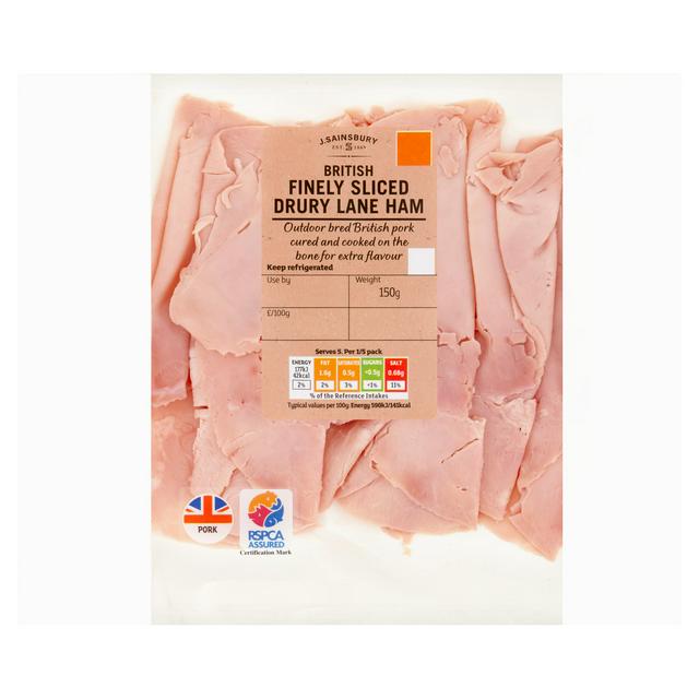 Sainsburys Sainsbury's British Finely Sliced Drury Lane Ham 150g