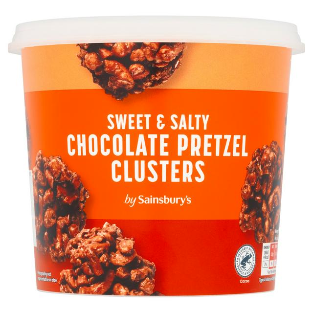 Sainsbury's 160g Sweet & Salty Chocolate Pretzel Clusters Mini Bites Tub - gallery image 1
