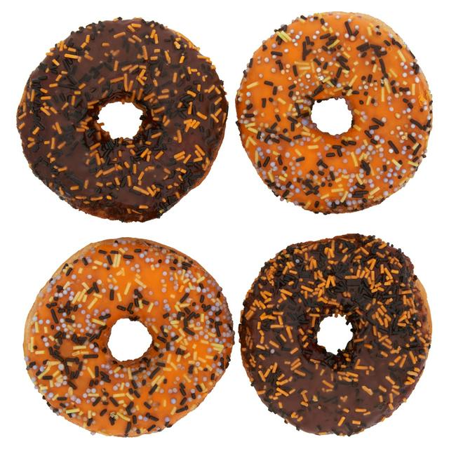 Sainsbury's 4 x Halloween Iced Doughnuts with Coloured Sugar Decorations - gallery image 1