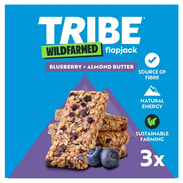 Tribe Wildfarmed Blueberry + Almond Butter Flapjack Bars 3 x 50g - gallery image 1