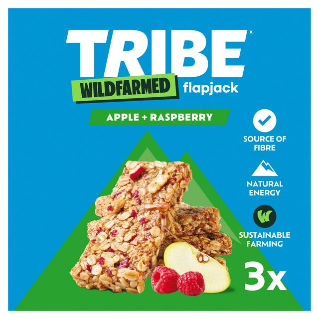 Tribe Wildfarmed Apple + Raspberry Flapjack Bars 3 x 50g - gallery image 1