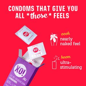 XO! by Flo Hi-sensation Ribbed + Dotted Natural Feel Vegan Regular Fit Condoms x12 - gallery image 2