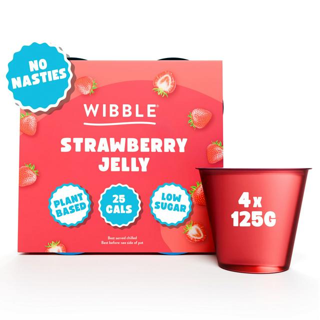 Sainsburys Wibble Strawberry Jelly 4 x 125g