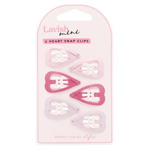 Lavish Mini Heart Snap Clips x6
