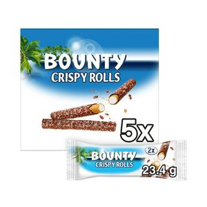 Bounty Milk Chocolate & Coconut Crispy Rolls Snack Bars Multipack 5 x 23.4g