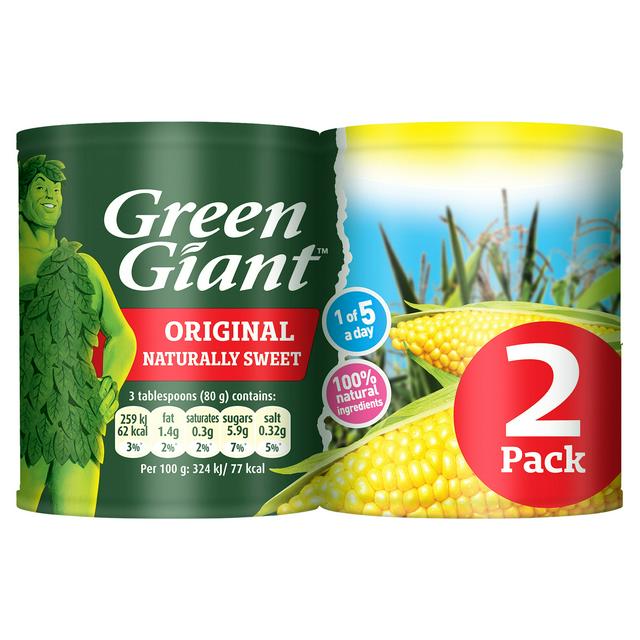 Green Giant Original Sweetcorn 2 x 198g - gallery image 1