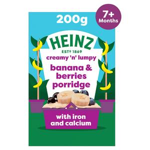 Heinz Baby Food Banana Berries Porridge 7+ Months 200g Sainsbury's