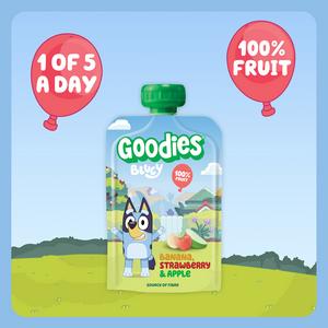 Goodies 4 x 100g Banana, Strawberry & Apple Multipack Bluey Kids Snack Fruit Pouches - gallery image 2