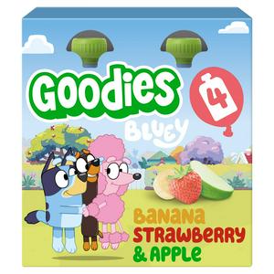 Goodies 4 x 100g Banana, Strawberry & Apple Multipack Bluey Kids Snack Fruit Pouches
