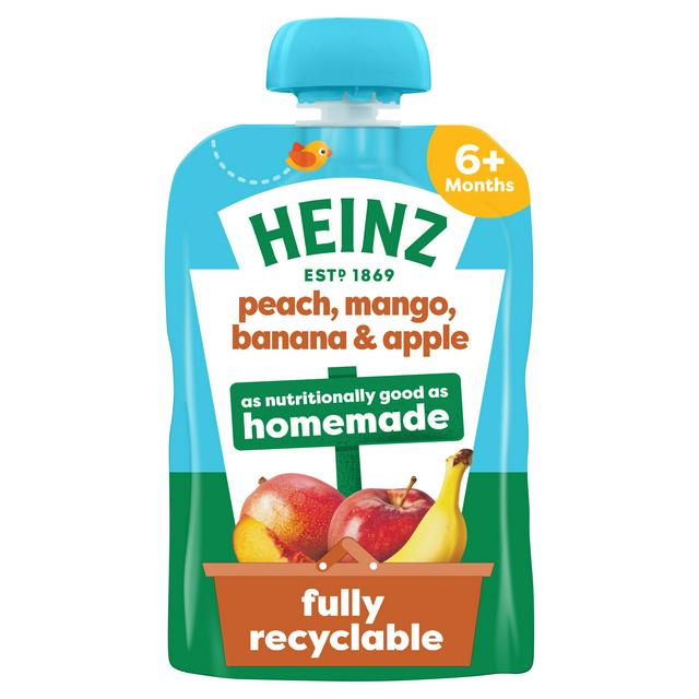 Heinz Peach, Mango, Banana & Apple Baby Food Fruit Puree Pouch 6+ Months 100g - gallery image 1