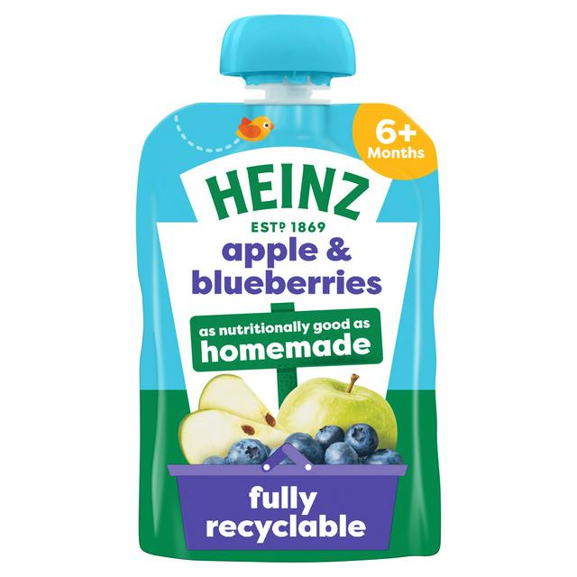 Heinz Apple & Blueberries Baby Food Fruit Pouch 6+ Months 100g - gallery image 1