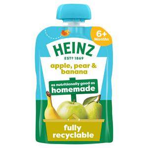 Heinz Apple, Pear & Banana Fruit Puree Pouch Baby Food 6+ Months