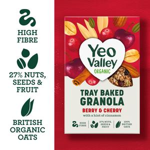 Yeo Valley Organic Tray Baked Granola Berry & Cherry 360g - gallery image 2