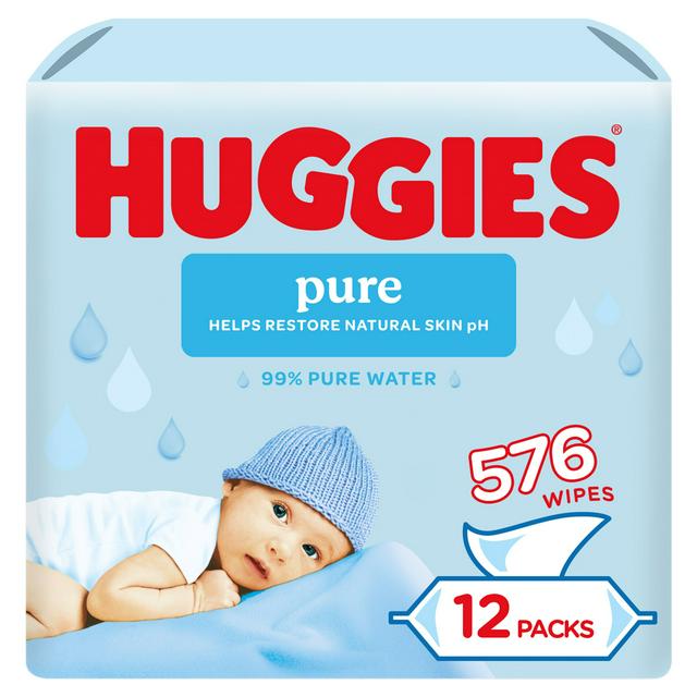 Huggies Pure Plastic Free Baby Wipes 12 x 48 - gallery image 1