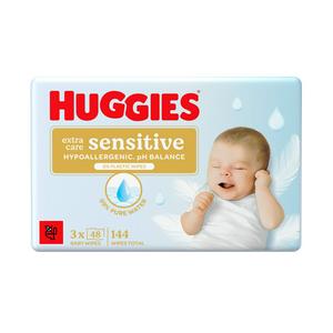 Huggies Pure Extra Care Sensitive Plastic Free Baby Wipes 3 x 48