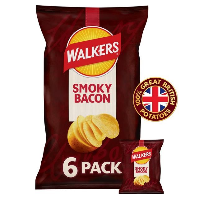 Walkers Crisps Smoky Bacon 6 x 25g - gallery image 1
