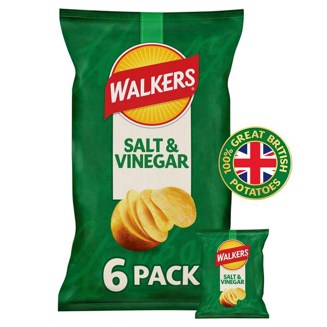 Walkers Salt & Vinegar Multipack Crisps 6 x 25g - gallery image 1