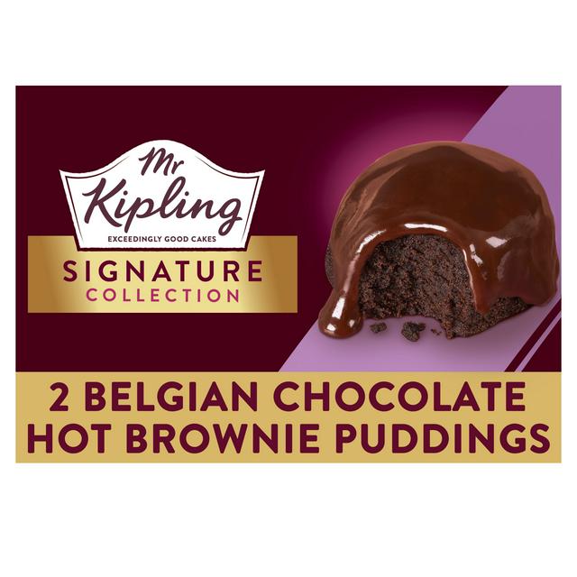 Mr Kipling 2 x Signature Belgian Chocolate Brownie Sponge Pudding Dessert Cake Pots - gallery image 1