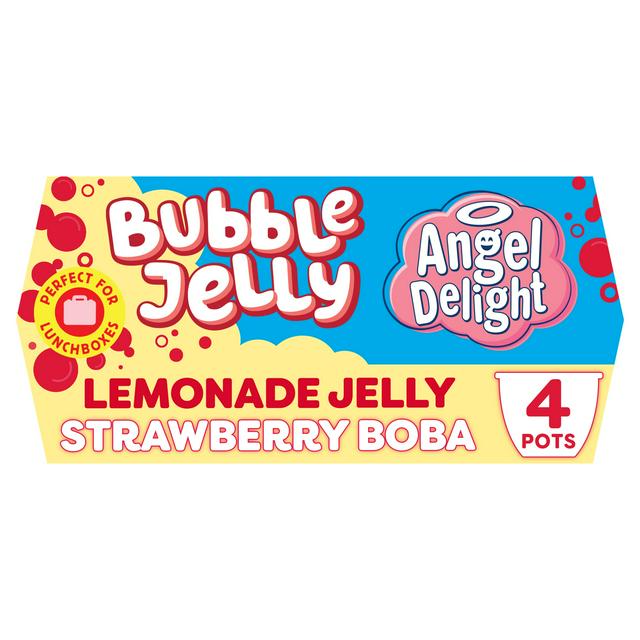 Angel Delight 4 x Lemonade Jelly & Strawberry Boba Bubble Dessert Snack Pots - gallery image 1