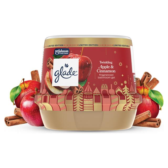 Glade Twinkling Apple & Cinnamon Festive Bathroom Air Freshener Gel, Limited Edition 180g - gallery image 1