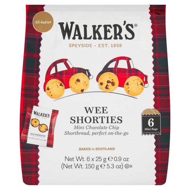 Walkers 6 x 25g Wee Shorties Mini Choc Chip Shortbread