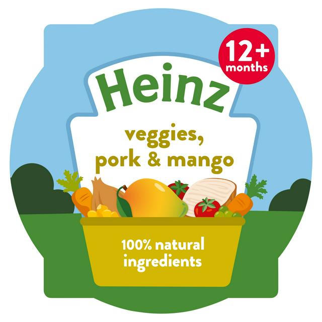 Heinz By Nature Veggies, Pork & Mango Baby Food Tray 12+ Months 200g - gallery image 1