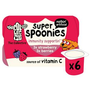 The Collective Super Spoonies Immunity Supporting Strawberry & Berries Yoghurt Pots 6x42g