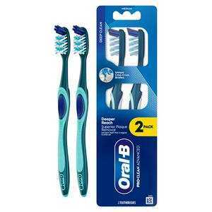 Oral-B Pro Clean Advanced Manual Toothbrush Deep Cleaning & Plaque Removal Medium x2