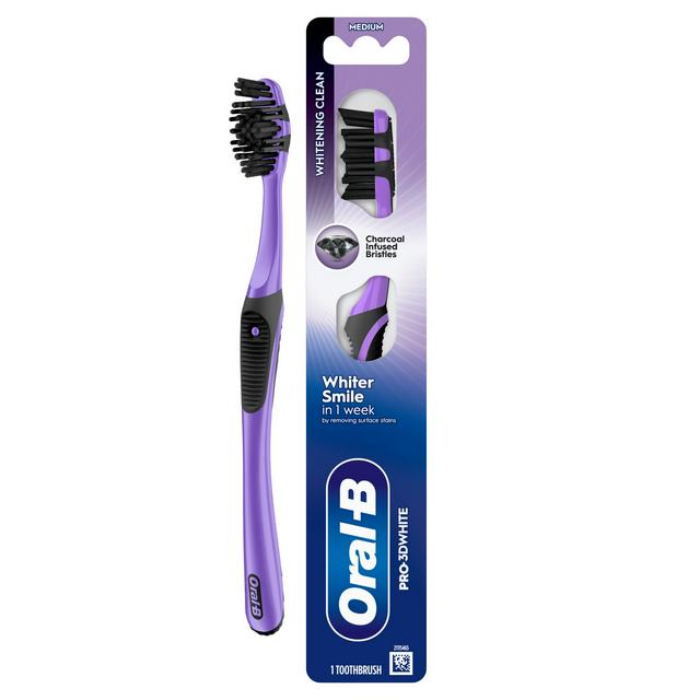 Oral B Pro 3D White Charcoal Manual Toothbrush Deep Clean & Whitening Medium - gallery image 1