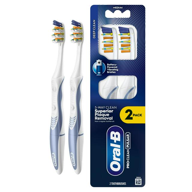 Oral-B Pro Clean Pulsar Battery Powered Toothbrush Superior 5 Way Plaque Removal x2 - gallery image 1