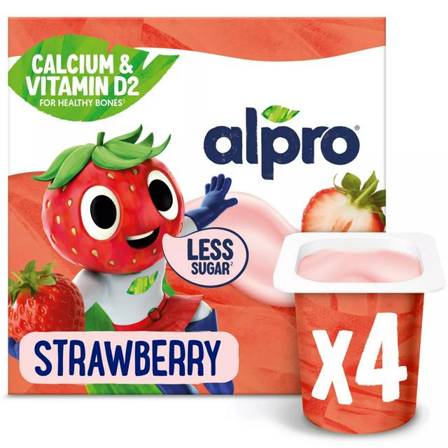 Alpro Kids Strawberry Soya Dairy Free Yoghurt Alternatives 4 x 115g - gallery image 1