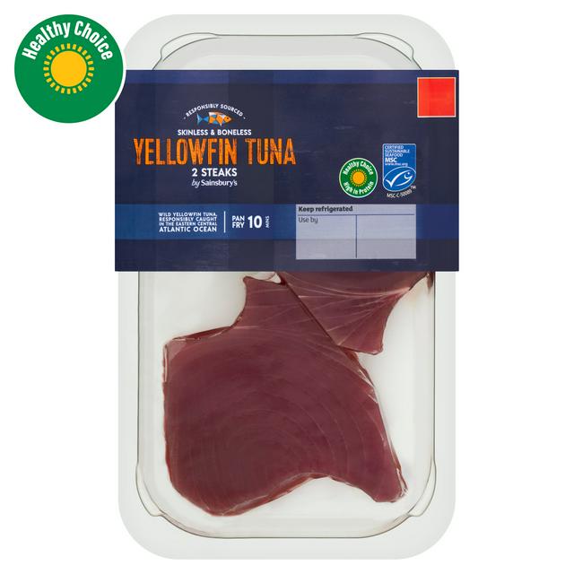 Sainsburys Sainsbury's Skinless & Boneless Yellowfin Tuna Steaks x2 220g