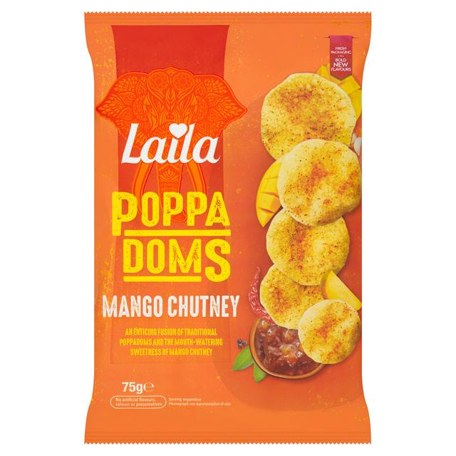 Laila 75g Mango Chutney Poppadoms - gallery image 1